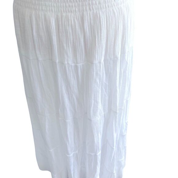 J Gee White Midi Peasant Dress, tired Lace Bodice Boho Size:XL Color: White - Picture 5 of 9